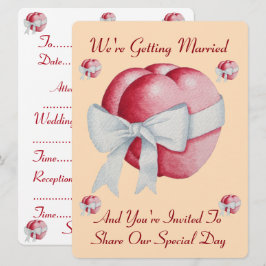 rote Herzen mit weißem Bogen für Hochzeiten laden Einladung