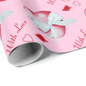 Rote Herzen mit weißem Bogen romantisch Geschenkpapier (Rolleneckpunkt)