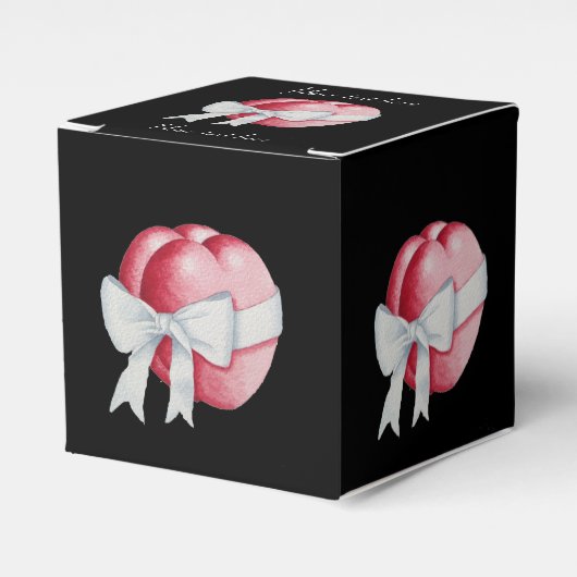 rote Herzen mit weißem Schleifenband Hochzeit Geschenkschachtel (Vorderseite)