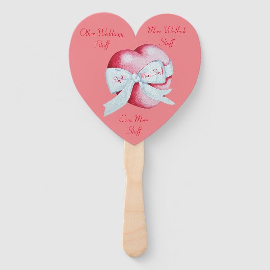 rote Herzen mit weißen Bögen für die Hochzeit Fächer (Rückseite)