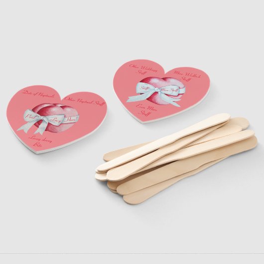 rote Herzen mit weißen Bögen für die Hochzeit Fächer (Non-assembled)