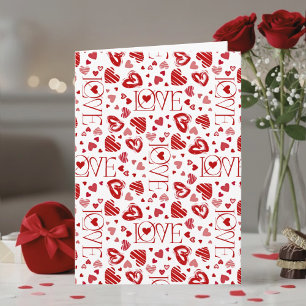 Rote Herzen Muster Liebesschrift Frohes Valentinst Karte