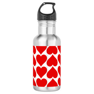 Rote Herzen Muster, Romantisch, Liebe Edelstahlflasche
