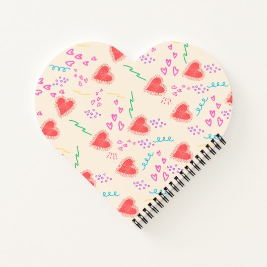 Rote Herzen Muster Spiral Notebook Notizblock (Rückseite)