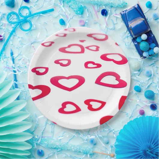 Rote Herzen Pappteller (Party)