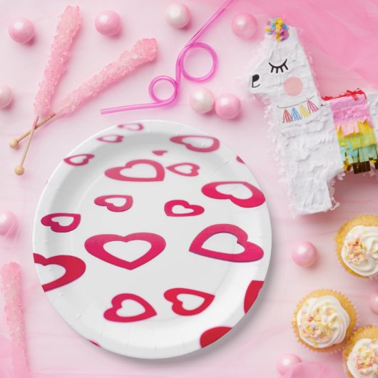 Rote Herzen Pappteller (Party)