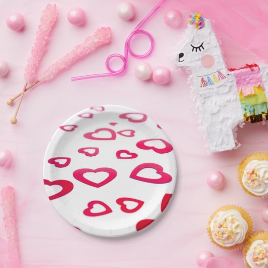 Rote Herzen Pappteller (Party)