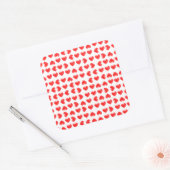 Rote Herzen Quadratischer Aufkleber (Umschlag)