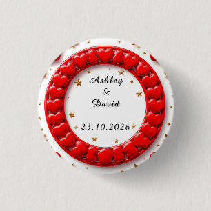 Rote Herzen Rahmen Button