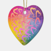 Rote Herzen Regenbogen Keramik Ornament (Links)