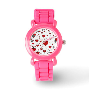 Rote Herzen regnen Armbanduhr