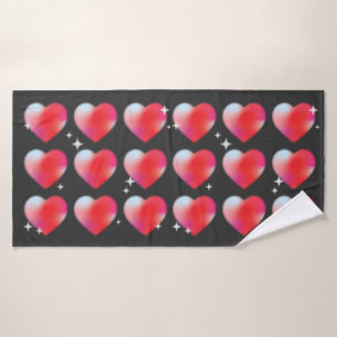Rote Herzen Romantischer Anhalter Valentinstag Badehandtuch