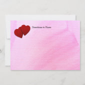 Rote Herzen, Rose und rosa Texturiertes Brautparty Einladung (Rückseite)