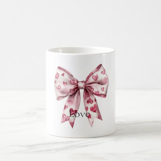 Rote-Herzen-Schleife Liebe Kaffeetasse (Mittel)