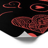 rote Herzen - schwarzer Hintergrund Poster (Ecke)