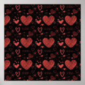 rote Herzen - schwarzer Hintergrund Poster (Vorne)