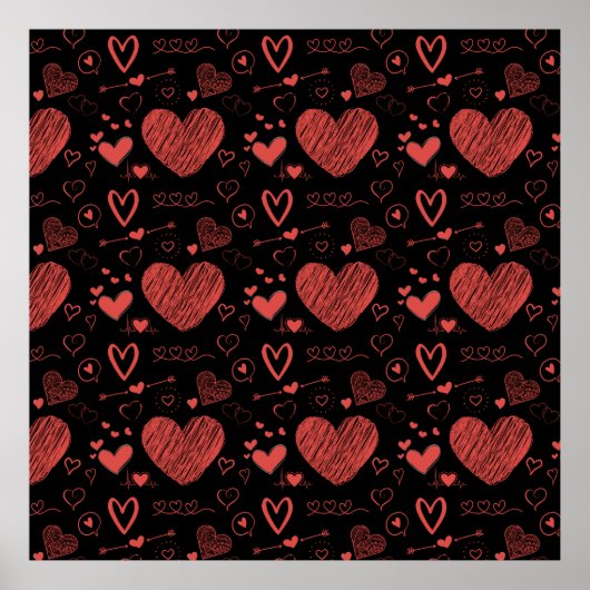 rote Herzen - schwarzer Hintergrund Poster (Vorne)