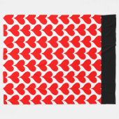 Rote Herzen schwarzes Muster Fleecedecke (Vorderseite (Horizontal))