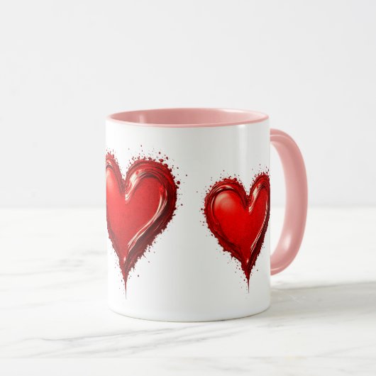 Rote Herzen, Symbol für ehrliche Liebe. Tasse (VorderseiteRechts)