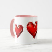 Rote Herzen, Symbol für ehrliche Liebe. Tasse (Vorderseite Links)