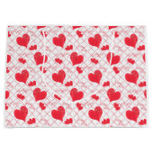 Rote Herzen, Text, "Liebe du" . Große Geschenktüte (Vorderseite)