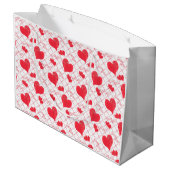Rote Herzen, Text, "Liebe du" . Große Geschenktüte (Rückseite Schrägansicht)