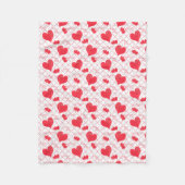 Rote Herzen, Text, "Liebe du", rot und weiß. Fleecedecke (Vorderseite)