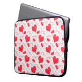 Rote Herzen, Text, "Liebe du", rot-weiß, Karo Laptopschutzhülle (Vorderseite Links)