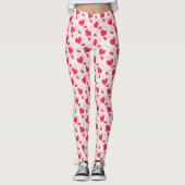 Rote Herzen, Text, "Liebe du", rot-weiß, Karo Leggings (Vorderseite)