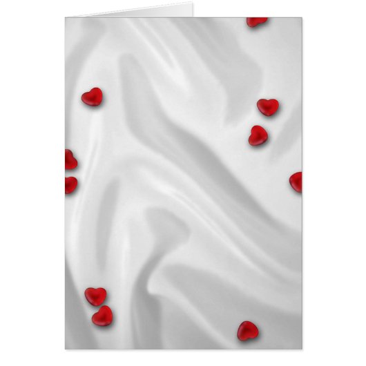 Rote Herzen über Silk Karten (Vorne)