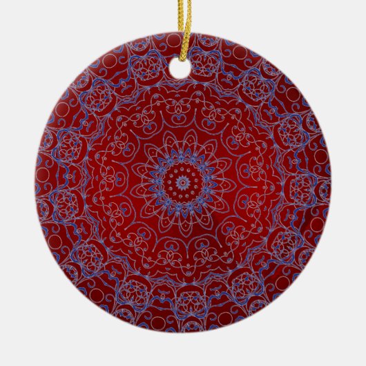 Rote Herzen und Blaue Spitzen Ornament (Vorne)