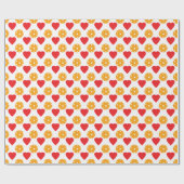 Rote Herzen und orangefarbene Pickleballs Geschenkpapier (Flach)