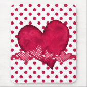 Rote Herzen und Punkte Mousepad (Vorne)