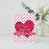 Rote Herzen und Punkte Postkarte (Stehend Vorderseite)