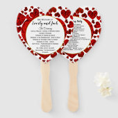 Rote Herzen und Rose Hochzeitsprogramm Elegantes G Fächer (Vorne und Hinten)