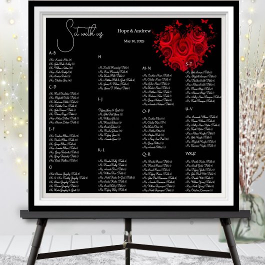 Rote Herzen und Rose Hochzeitsstift Poster