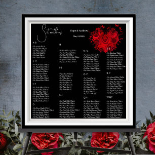 Rote Herzen und Rose Hochzeitsstift Poster