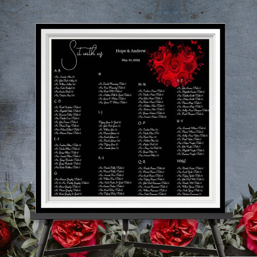 Rote Herzen und Rose Hochzeitsstift Poster