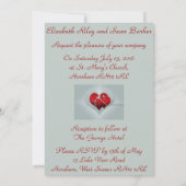 Rote Herzen und Vögel auf Silver Wedding Einladung (Rückseite)