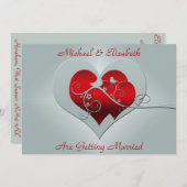 Rote Herzen und Vögel auf Silver Wedding Einladung (Vorne/Hinten)