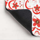 Rote Herzen und weiße Blume Mousepad (Ecke)