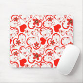 Rote Herzen und weiße Blume Mousepad (Mit Mouse)