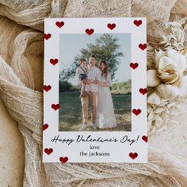 Rote Herzen Valentinstag Foto Feiertagskarte Einladung