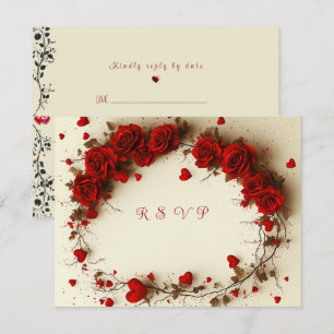 Rote Herzen Valentinstag Hochzeit RSVP Karte