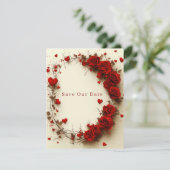 Rote Herzen Valentinstag Hochzeit Save The Date (Stehend Vorderseite)