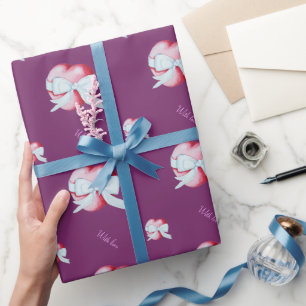 Rote Herzen verbunden mit weißem Band romantisch Geschenkpapier