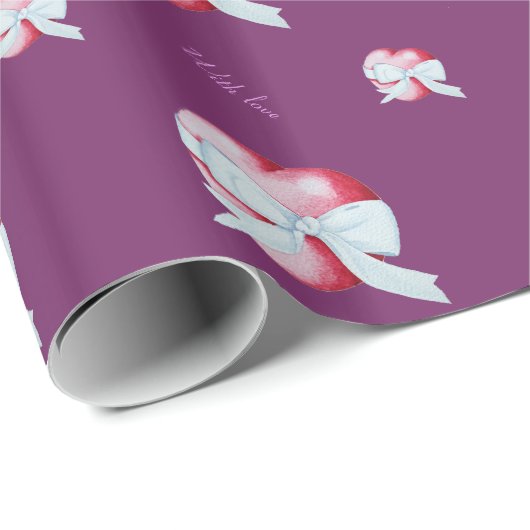 Rote Herzen verbunden mit weißem Band romantisch Geschenkpapier (Rolleneckpunkt)