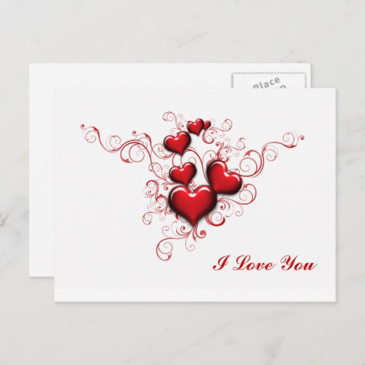 Rote Herzen verflochten, ich Liebe Sie Postkarte (Vorne/Hinten)