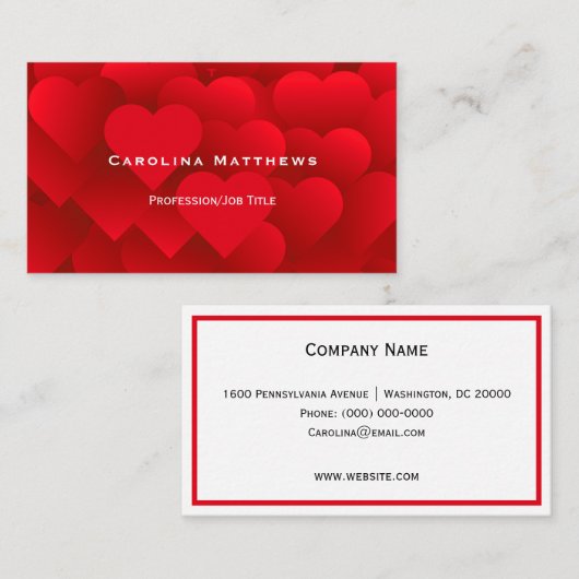 Rote Herzen Visitenkarte (Vorne/Hinten)