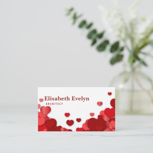  Rote Herzen Visitenkarte (Stehend Vorderseite)